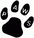 paw print with letters spelling "paws"